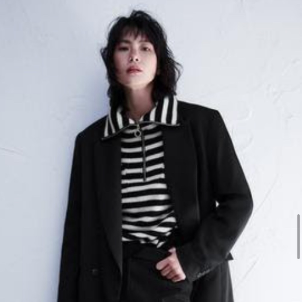 Zara Striped Quarter Zip Sweater